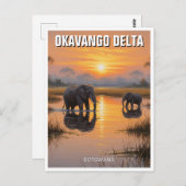 Olifanten in de Okavango Delta in Botswana Briefkaart (Voorkant / Achterkant)