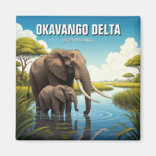 Olifanten in de Okavango Delta in Botswana Magneet (Voorkant)