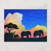 Olifanten in Dusk Briefkaart (Voorkant)