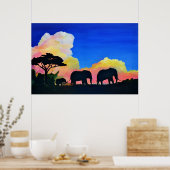 Olifanten in Dusk Poster (Keuken)