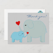Olifanten in het blauw Dank u Briefkaart (Voorkant / Achterkant)