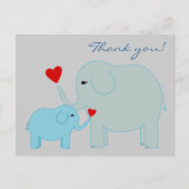 Olifanten in het blauw Dank u Briefkaart (Voorkant)