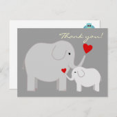 Olifanten in het grijs Dank u Briefkaart (Voorkant / Achterkant)