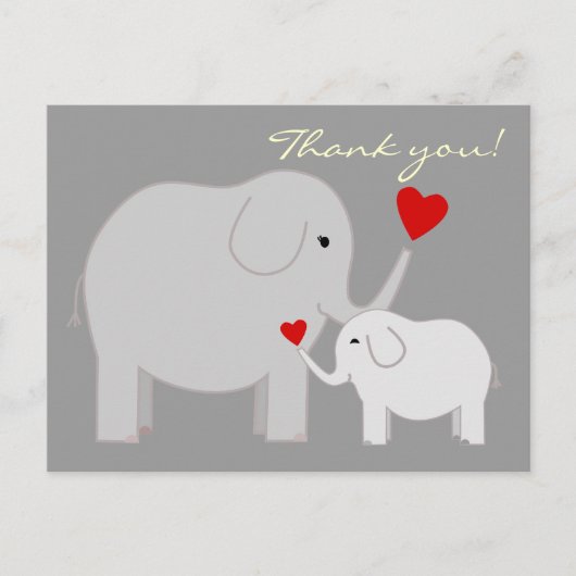Olifanten in het grijs Dank u Briefkaart (Voorkant)
