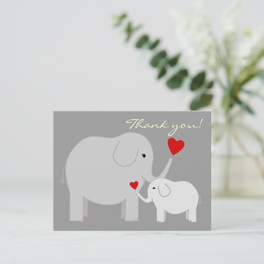 Olifanten in het grijs Dank u Briefkaart (Staand voorkant)