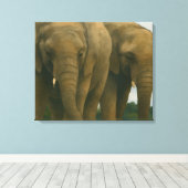 Olifanten in het licht van de savanne canvas afdruk (Insitu (Houten vloer))