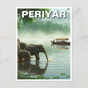 Olifanten in het Periyar National Park Briefkaart