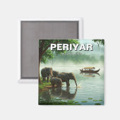 Olifanten in het Periyar National Park Magneet (Voorkant / Achterkant)