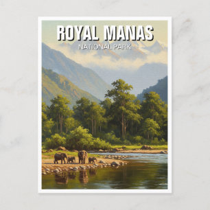 Olifanten in het Royal Manas National Park Briefkaart