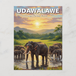 Olifanten in het Udawalawe National Park in Sri La Briefkaart
