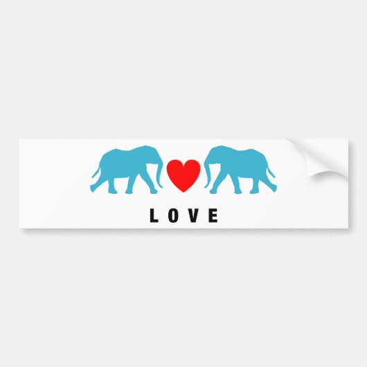 Olifanten in liefde bumpersticker (Voorkant)