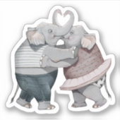 Olifanten in Liefde Sticker (Voorkant)