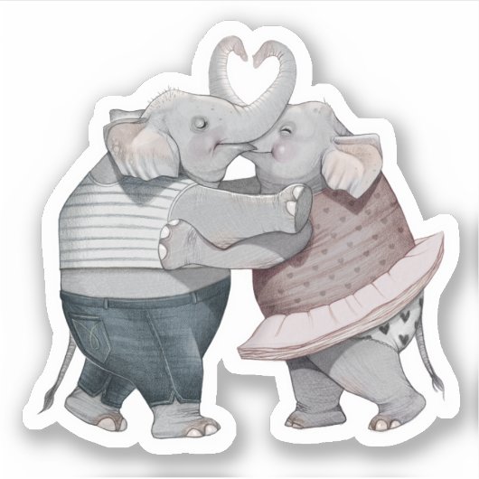 Olifanten in Liefde Sticker (Voorkant)