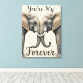 Olifanten in liefde voor de kunst canvas afdruk (Insitu (Houten vloer))