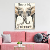 Olifanten in liefde voor de kunst canvas afdruk (Insitu (Woonkamer))