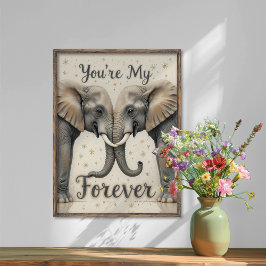 Olifanten in liefde voor de kunst poster