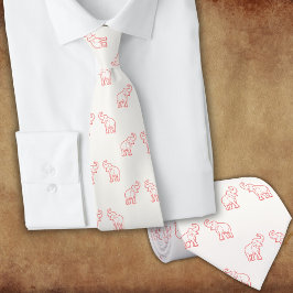 Olifanten in rood met verhoogde stammen (op wit) stropdas