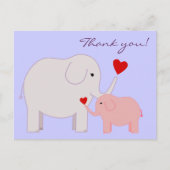 Olifanten in roze Dank je Briefkaart (Voorkant)