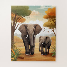 Olifanten in Savanna Legpuzzel