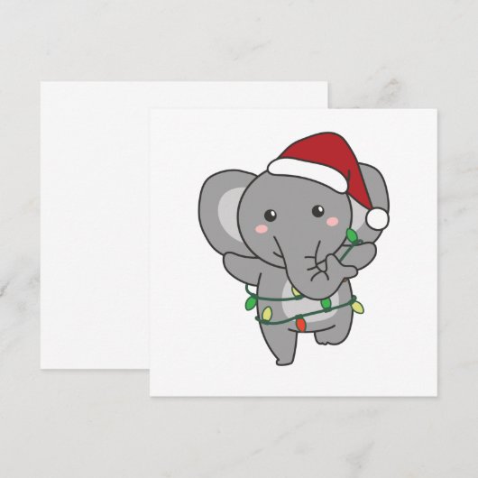 Olifanten Kerst Winter Dieren Olifanten Kaart (Voorkant / Achterkant)