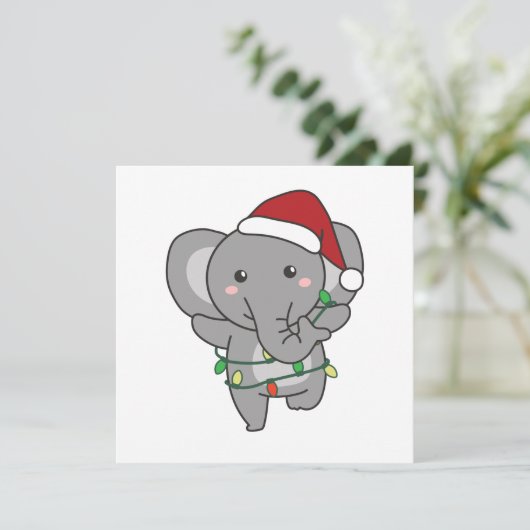 Olifanten Kerst Winter Dieren Olifanten Kaart (Staand voorkant)