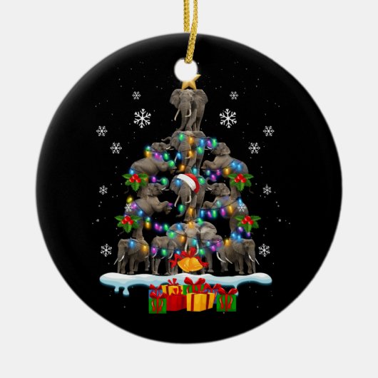 Olifanten Kerstboom Olifant Lover Dier Wil Keramisch Ornament (Voorkant)