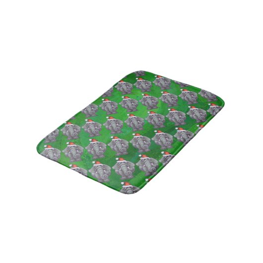 Olifanten Kerstmis Op Groen Badmat (Gekanteld)