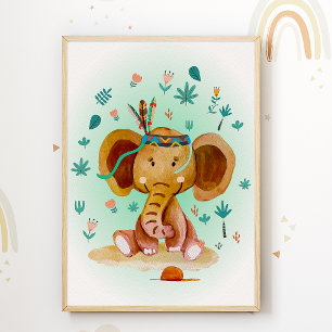 Olifanten Kinderkamer Poster Dieren Babykamer Prin