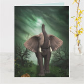 OLIFANTEN KUNST VERJAARDAGSKAART KAART (Gele Bloem)