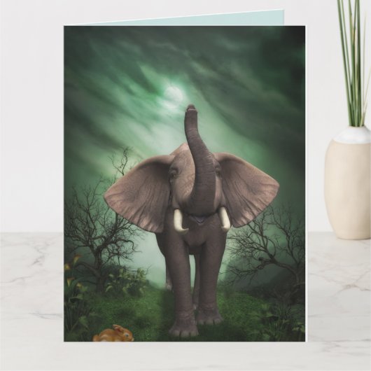 OLIFANTEN KUNST VERJAARDAGSKAART KAART (Voorkant)