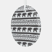 Olifanten, lijnen, driehoeken, decoratief naadloos glas ornament (Voorkant links)