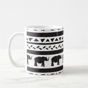 Olifanten, lijnen, driehoeken, decoratief naadloos koffiemok