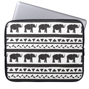 Olifanten, lijnen, driehoeken, decoratief naadloos laptop sleeve