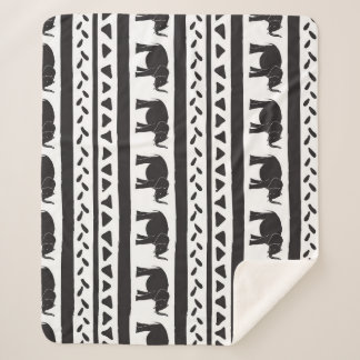Olifanten, lijnen, driehoeken, decoratief naadloos sherpa deken