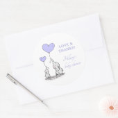 Olifanten | Lila ballonnen Baby shower Hartelijk d Ronde Sticker (Envelop)