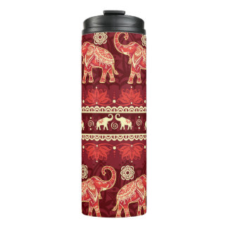 Olifanten maart: speels naadloos patroon. thermosbeker