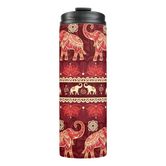 Olifanten maart: speels naadloos patroon. thermosbeker (Voorkant)