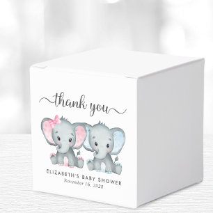 Olifanten Meisje Jongen Twins Baby shower Dank u Bedankdoosjes