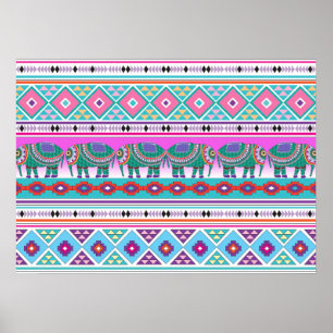 Olifanten met Aztec Pattern Beauful Poster