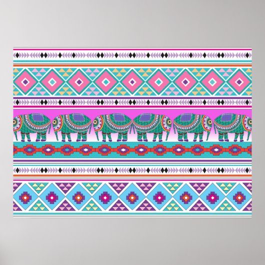 Olifanten met Aztec Pattern Beauful Poster (Voorkant)
