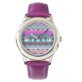Olifanten met Aztec Pattern Cute Horloge