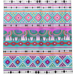 Olifanten met Aztec Pattern Douchegordijn