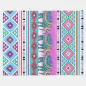Olifanten met Aztec Pattern Fleece Deken (Voorkant (Horizontaal))
