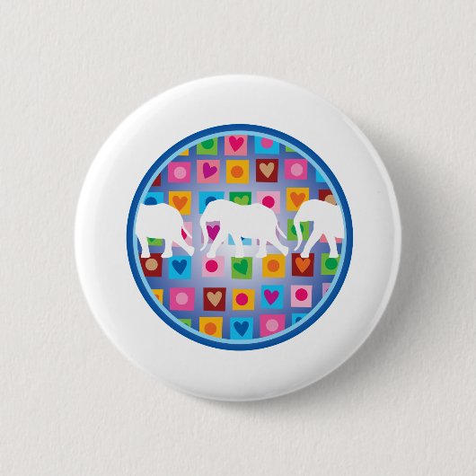 Olifanten met harten ronde button 5,7 cm (Voorkant)