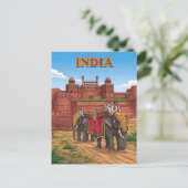 Olifanten met ruiters briefkaart (Staand voorkant)