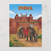 Olifanten met ruiters briefkaart (Voorkant)