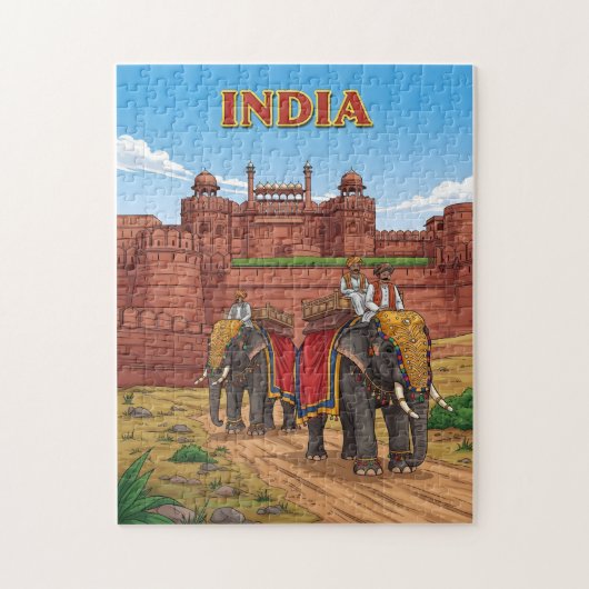 Olifanten met ruiters legpuzzel (Verticaal)