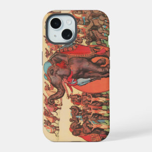 Olifanten met vrouwen en trainer die kunstjes doen iPhone 15 case