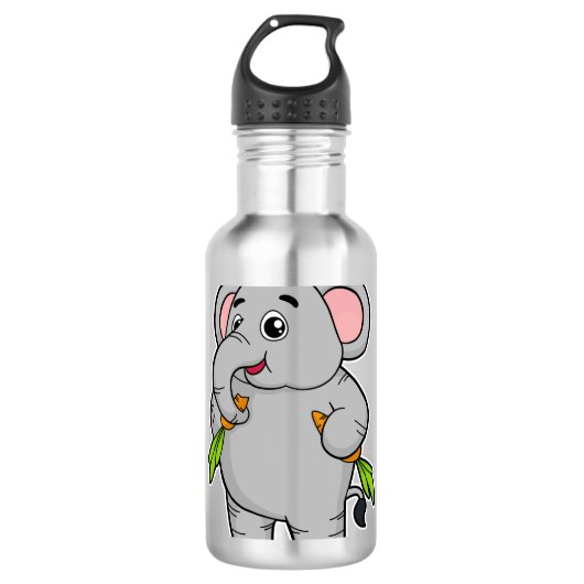 Olifanten met wortelen waterfles  (Voorkant)