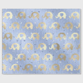 Olifanten Metalli Harten Goud Blauw Celestial Cadeaupapier (Vlak)